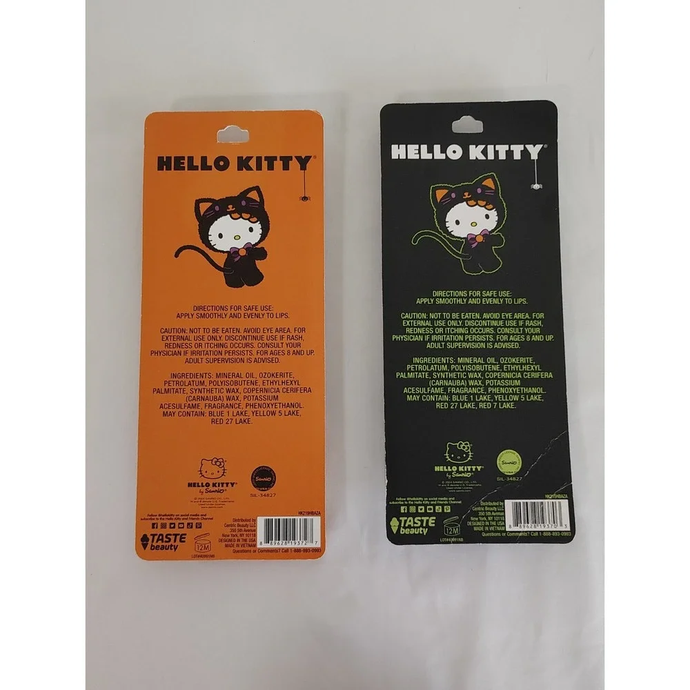 Lot of 2 Packs of Halloween Hello Kitty Lip Balms - 15 Flavored Lip Balms - NEW